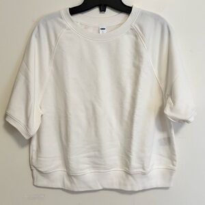 Old Navy White Boxy 3/4 Sleeve Sweatshirt